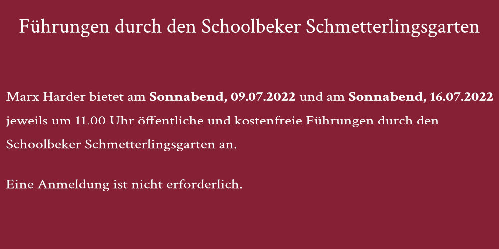Führung durch den Schoolbeker Schmetterlingsgarten mit Marx Harder im Juni 2022
