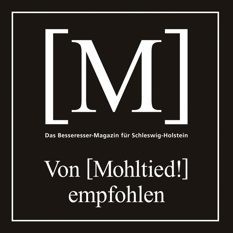 Aufkleber Logo-Bild der Zeitschrift-Mohltied, die den Biohof Schoolbek seinen Lesern empfiehlt